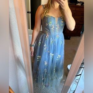 Tulle blue floral corset dress size 8